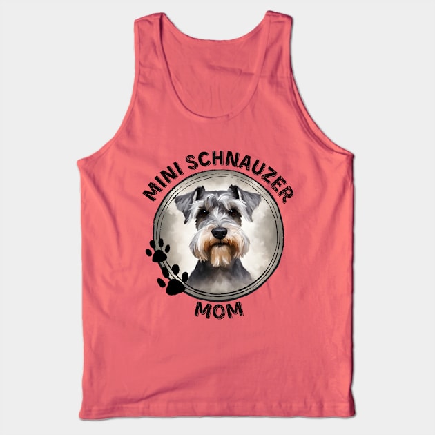 Mini Miniature Schnauzer Dog Mom Dog Breed Portrait Tank Top by PoliticalBabes